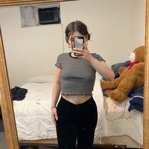 Size small heart and hips black and white cropped t shirt